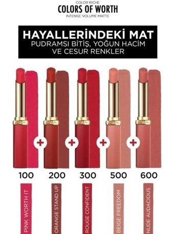 L'Oréal Paris Yoğun Mat Cesur Renkler Dolgunlaştırıcı Kalıcı Ruj Serisi 5'li