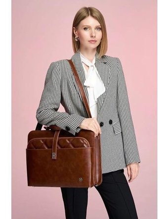 Kadın Evrak Laptop Çantası Kapitone Siyah - 40x35 - Taba