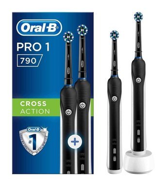 Oral-B Pro 1 790 Cross Action Şarjlı Siyah 2'li Diş Fırçası Siyah