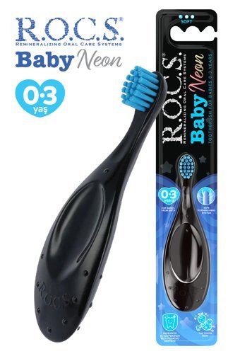 Rocs Baby Neon Soft 0-3 Yaş İçin Ekstra Yumuşak Diş Fırçası Mavi