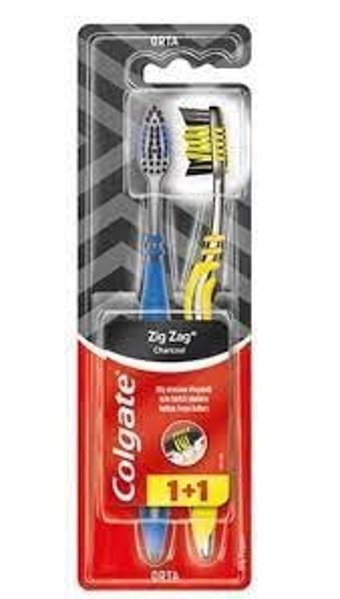 Colgate Zigzag Chracoal Diş Fırçası Mavi Sarı 2'li
