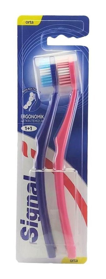 Signal Ergonomik 1+1 Diş Fırçası Pembe Mavi