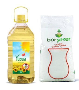 Yudum Pet Ayçiçek Yağı 4 lt + 5 Kilo Toz Şeker