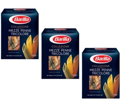 Barilla Mezze Penne Tricolore Makarna 3x500 gr