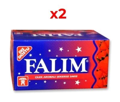 Falım Çilek Aromalı Şekersiz Sakız 100'lü 2 Adet