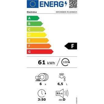 Electrolux ESF2400OS 6 Programlı A+ Enerji Sınıfı 6 Kişilik Wifili Çekmeceli Beyaz Solo Bulaşık Makinesi