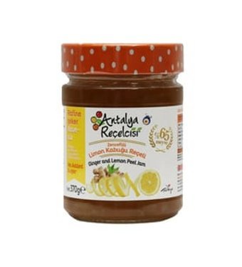 Antalya Reçelcisi Rafine Şeker İlavesiz Zencefilli Limon Kabuğu Reçeli 370 gr