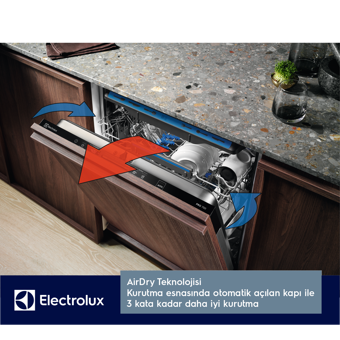 Electrolux EEM48300IX MaxiFlex 8 Programlı D Enerji Sınıfı 14 Kişilik Cam Kapaklı Akıllı Wifili Çekmeceli Beyaz Ankastre Bulaşık Makinesi