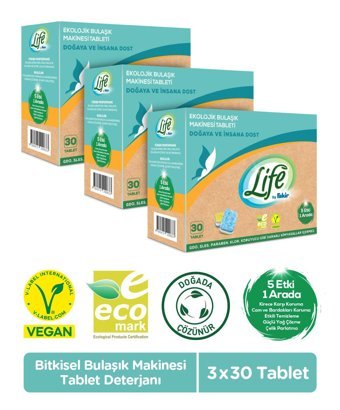Life By Fakir Ekolojik Vegan Tablet Bulaşık Makinesi Deterjanı 3x30 Adet