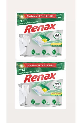 Renax Hepsi 1 Arada Tablet Bulaşık Makinesi Deterjanı 2x22 Adet