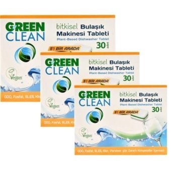 Green Clean Organik Bitkisel Tablet Bulaşık Makinesi Deterjanı 3x30 Adet