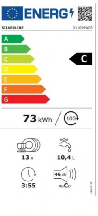 Silverline D11039W03 9 Programlı C Enerji Sınıfı 12 Kişilik Cam Kapaklı Wifili Çekmeceli Beyaz Solo Bulaşık Makinesi