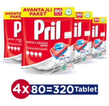 Pril Hepsi 1 Arada Extra Tablet Bulaşık Makinesi Deterjanı 4x80 Adet