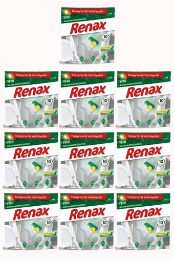 Renax Hepsi 1 Arada Tablet Bulaşık Makinesi Deterjanı 10x10 Adet