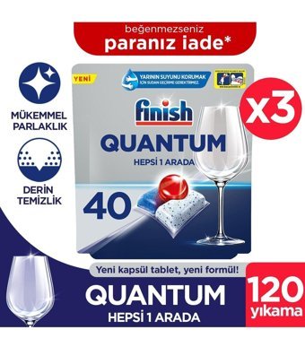 Finish Quantum Hepsi 1 Arada Tablet Bulaşık Makinesi Deterjanı 3x40 Adet