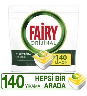 Fairy Hepsi Bir Arada Limon Kokulu Tablet Bulaşık Makinesi Deterjanı 140 Adet