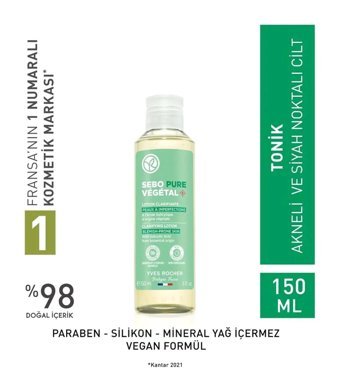 Yves Rocher Sebo Pure Vegetal Salisilik Asit & Sitrik Asit İçerikli Gözenek Sıkılaştırıcı Arındırıcı Yüz Toniği 150 ml