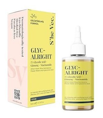 She Vec Glyc Alrıght Gözenek Sıkılaştırıcı Aydınlatıcı Etkili Glikolik Asit Yüz Toniği 200 ml