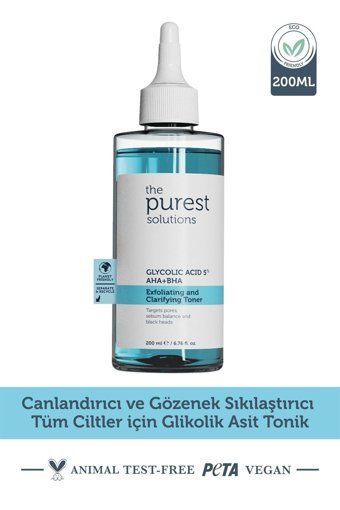 The Purest Solutions Canlandırıcı ve Gözenek Sıkılaştırıcı Tüm Ciltler İçin Glikolik Asit Yüz Toniği 200 ml