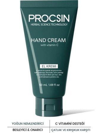Procsin C Vitaminli Tüm Ciltler İçin Nemlendiricili El Kremi 50 ml