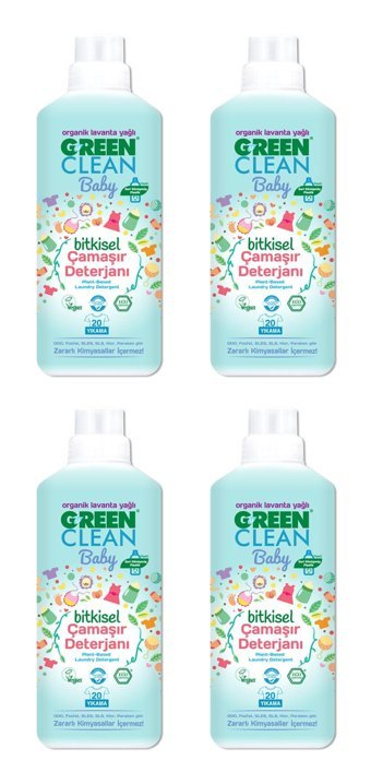 Green Clean Organik Lavanta Yağlı Baby Bitkisel 4x1000 ml Sıvı Çamaşır Deterjanı
