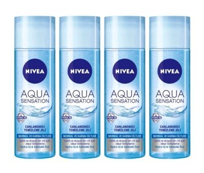 Nivea Aqua Sensation Canlandırıcı Normal ve Karma Ciltler İçin Yüz Temizleme Jeli 4x200 ml