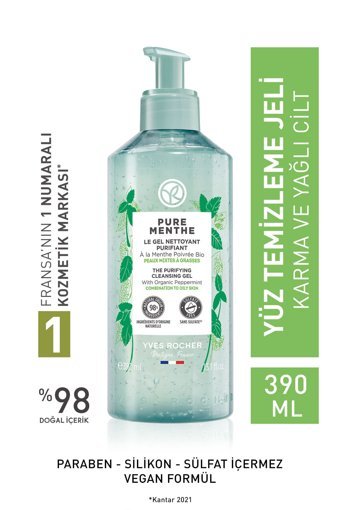 Yves Rocher Pure Menthe Karma ve Yağlı Ciltler İçin Yüz Temizleme Jeli 390 ml