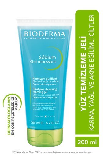 Bioderma Sebium Foaming Karma Yağlı ve Akne Eğilimli Ciltler İçin Sivilce Karşıtı Yüz Temizleme Jeli 200 ml