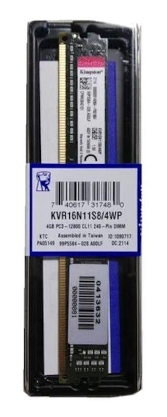 Kingston KVR16N11S8/4Wp 4 GB DDR3 1x4 1600 Mhz Ram