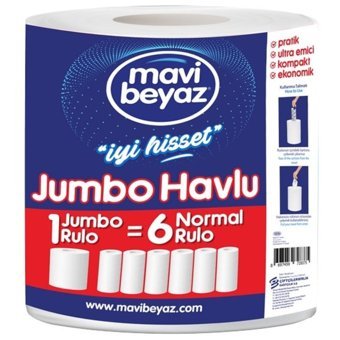Mavi Beyaz 2 Katlı Tekli Rulo Kağıt Havlu