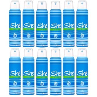 She Cool Pudrasız Organik Sprey Kadın Deodorant 12x150 ml