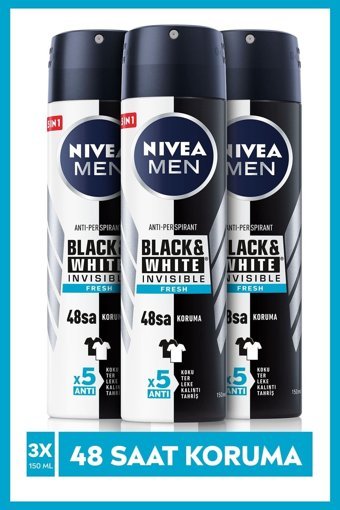 Nivea Invisible Pudrasız Ter Önleyici Antiperspirant Sprey Erkek Deodorant 3x150 ml