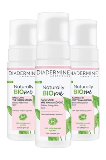 Diadermine Naturally Bio Me Tüm Ciltler İçin Yüz Temizleyici Köpük 3x150 ml