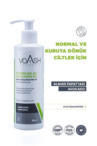 Voyash Kuru Ciltler İçin Yüz Temizleme Jeli 200 ml