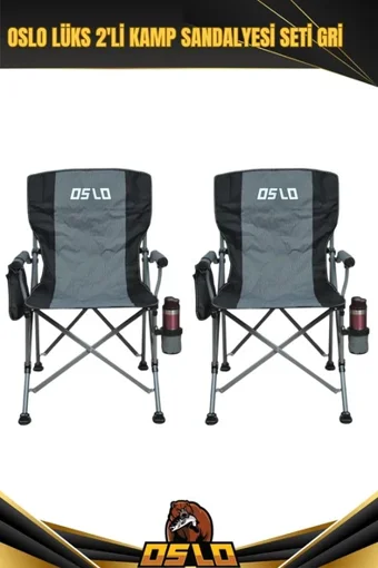 Oslo Lüks 2'Li Kamp Sandalye Seti Gri
