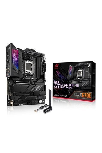 Asus Rog Strix X670E-E Gaming X670 AM5 Soket DDR5 6400 Mhz PCIe 4.0 Wi-Fi Overclock ATX Masaüstü Bilgisayar AMD Uyumlu Anakart