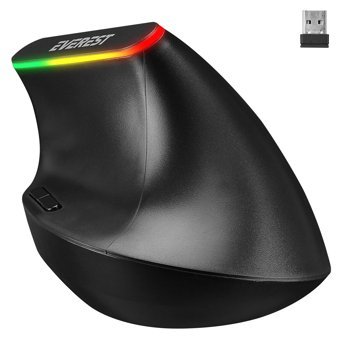 Everest SMW-618 RGB Ergonomik Dikey Kablosuz Siyah Optik Mouse