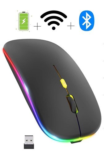 Havana RGB Sessiz Ergonomik Yatay Kablosuz Siyah Mouse