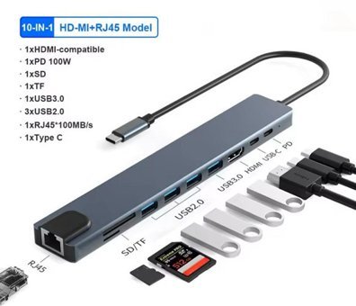 Evimdeyokyok ZR795 Type-C 10 İn 1 Pd Çevirici