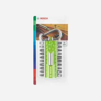 Bosch 21 Parça Vidalama Ucu Seti Yaylı Kancalı Yeşil