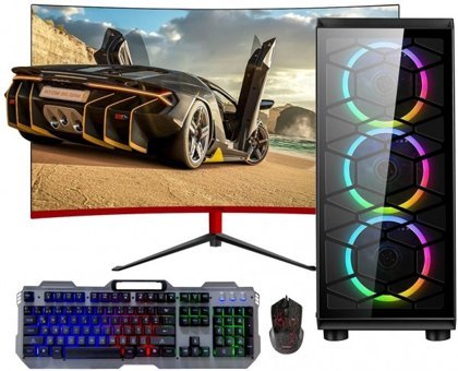 Turbox Tx98 (ATM00000166) Harici GeForce GT 740 Ekran Kartlı Intel Core i5 650 8 GB DDR3 256 GB SSD 23.8 inç Curved Panel FHD FreeDos All In One Oyuncu Bilgisiyarı