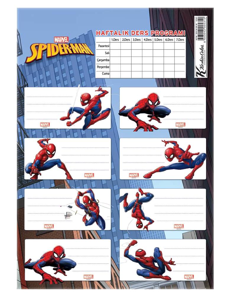 Keskin Color Spiderman Ders Programlı Okul Etiketi 220130-06