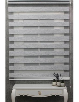 Kidmex Ithal Bambu Açık Gri Bambu Stor Zebra Perde Etek Dilimsiz - 160 x 110 cm