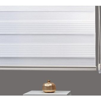 Pliseli Beyaz Stor Zebra Perde Düz Eteksiz(Alüminyum Kasa) - 200 x 260