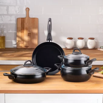 Emsan Crystal 7 Parça Güveç Seti Siyah