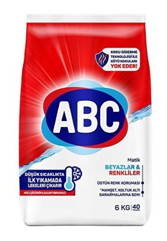 4 Adet Abc Matik 6 kg Çamaşır Deterjanı Beyazlar Renkliler