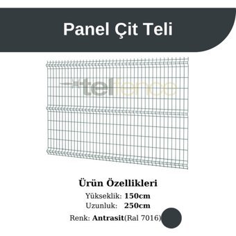 Telfence Panel Çit Teli Antrasit 150x250 Cm