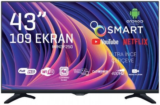 Nordmende NM43F250 43 inç FULL HD 108 Ekran Flat Uydu Alıcılı Smart Led Android Televizyon