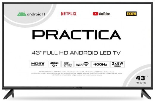 Practica 86PUS8807 43 inç FULL HD 108 Ekran Flat Uydu Alıcılı Smart Led Televizyon
