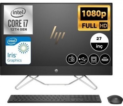 HP All-in-One 27-cb1007nt (78J88EA07) Dahili Iris Xe Graphics Ekran Kartlı Intel Core i7 1255U 32 GB Ram DDR4 1 TB SSD 27 inç Full HD FreeDos All in One Bilgisayar
